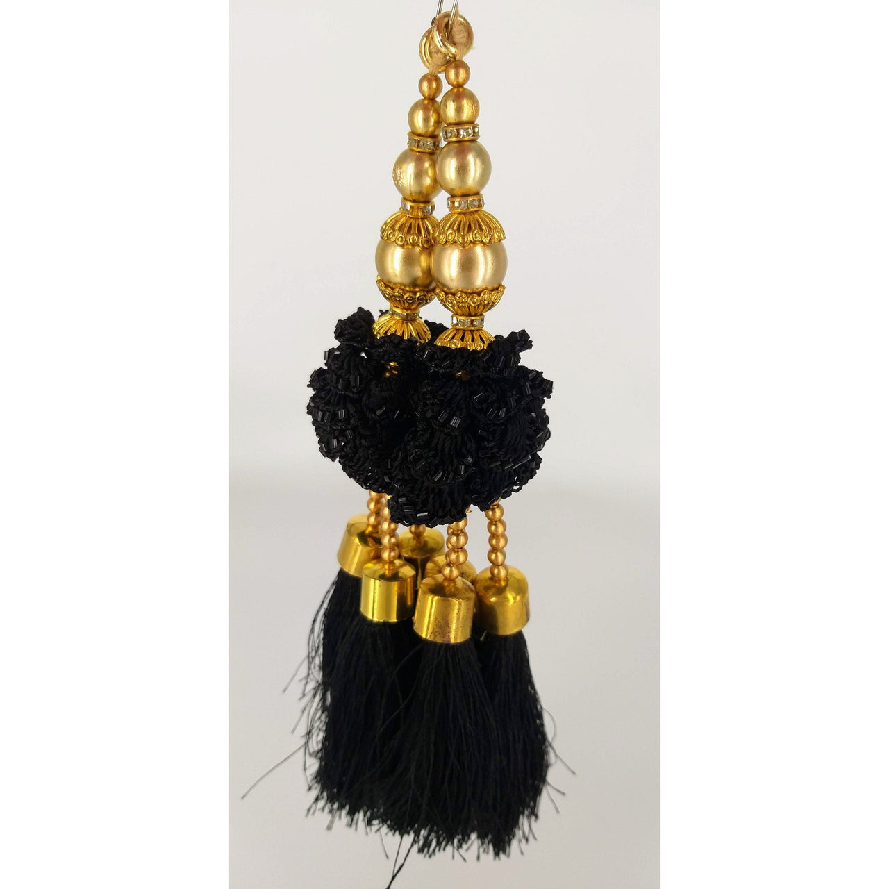 Black Tassels With Pearl and Beads Embellishments Indian Tassels Wedding Bridal Latkan, Ethnic Tassels, Indian Latkan