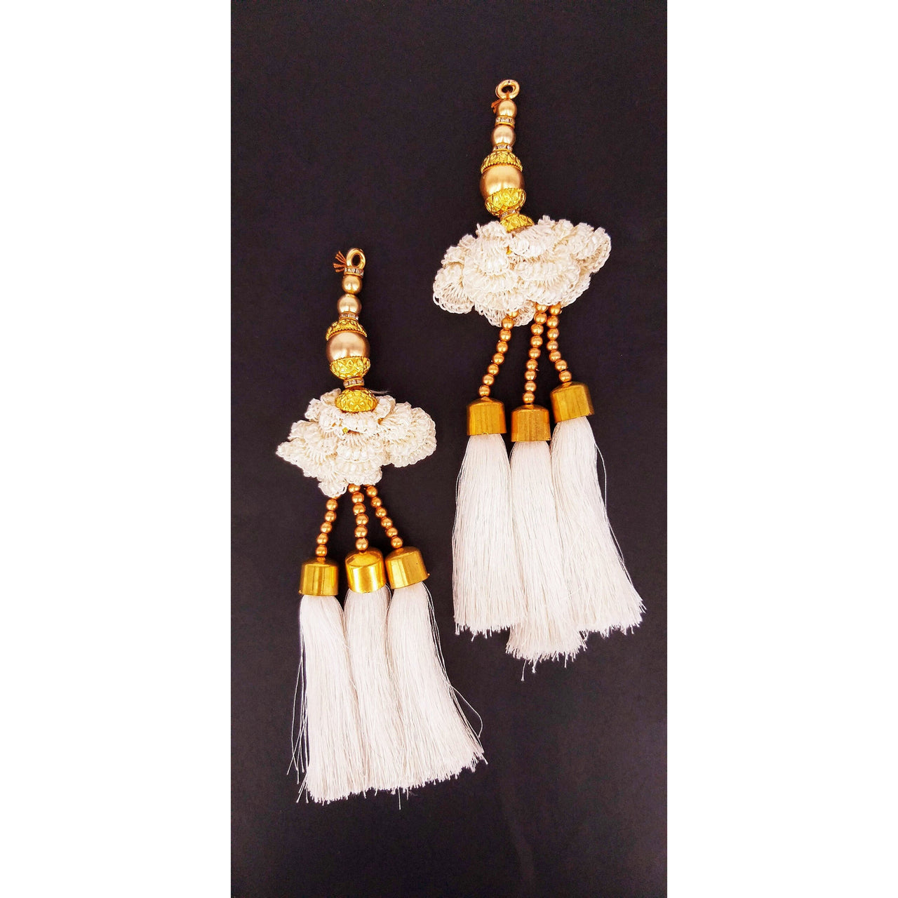White Tassels With Pearl and Beads Embellishments Indian Tassels Wedding Bridal Latkan, Ethnic Tassels, Indian Latkan