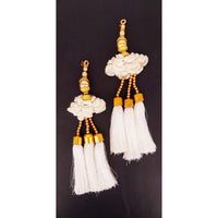 Thumbnail for White Tassels With Pearl and Beads Embellishments Indian Tassels Wedding Bridal Latkan, Ethnic Tassels, Indian Latkan