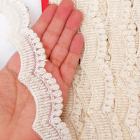 Thumbnail for Off White Scallop Lace Trim Embroidered, Cutwork Trim, Scallops Wedding Trim