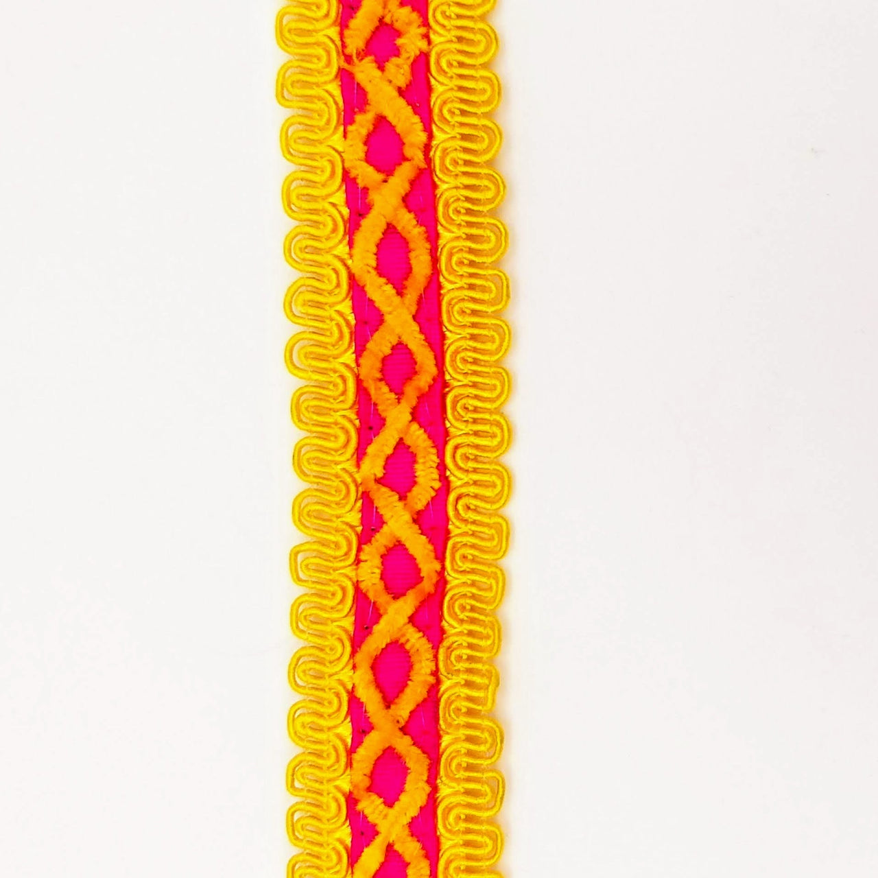 Orange Cotton Fabric Lace Trim with Yellow Thread Embroidery, Trim By 3 Yards, Craft Decorative Ribbon