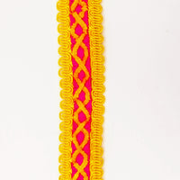 Thumbnail for Orange Cotton Fabric Lace Trim with Yellow Thread Embroidery, Trim By 3 Yards, Craft Decorative Ribbon