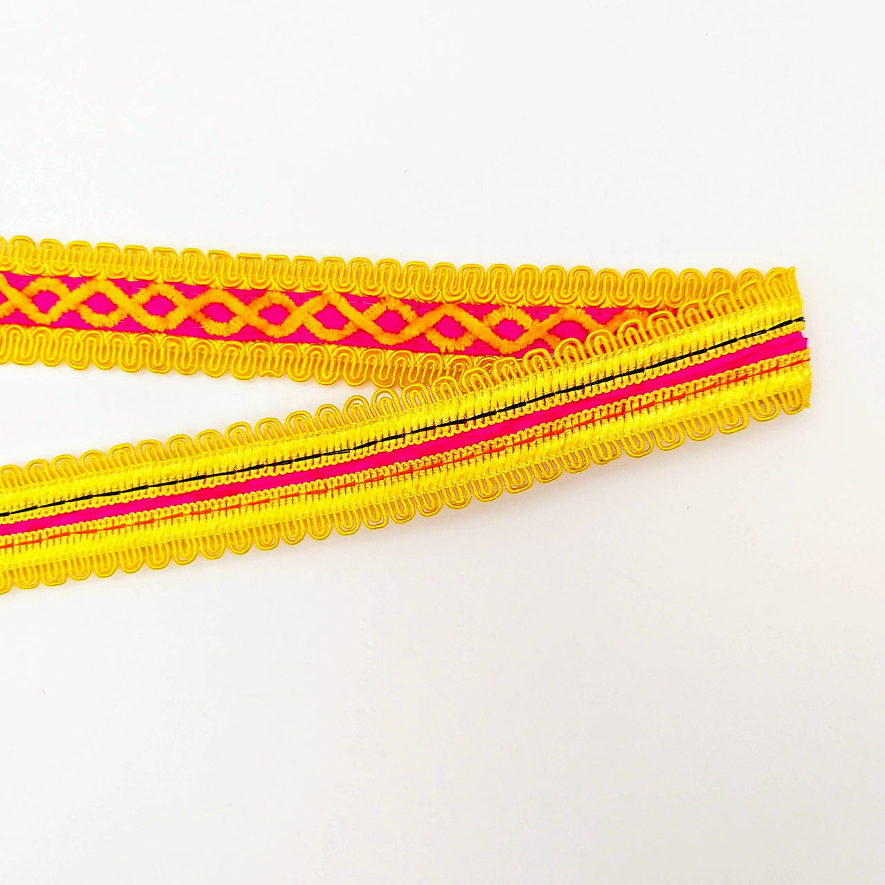 Orange Cotton Fabric Lace Trim with Yellow Thread Embroidery, Trim By 3 Yards, Craft Decorative Ribbon