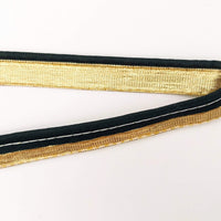 Thumbnail for 3 Yards, Flanged Insertion Gold Fabric Trim With Black Piping, 15mm Cord piping Trim Decorative Sewing Edge Trim Flanged Piping Cord