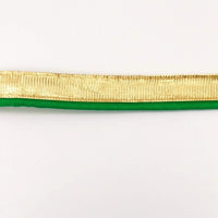 Thumbnail for 3 Yards, Flanged Insertion Gold Fabric Trim With Green Piping, 15mm Cord piping Trim Decorative Sewing Edge Trim Flanged Piping Cord