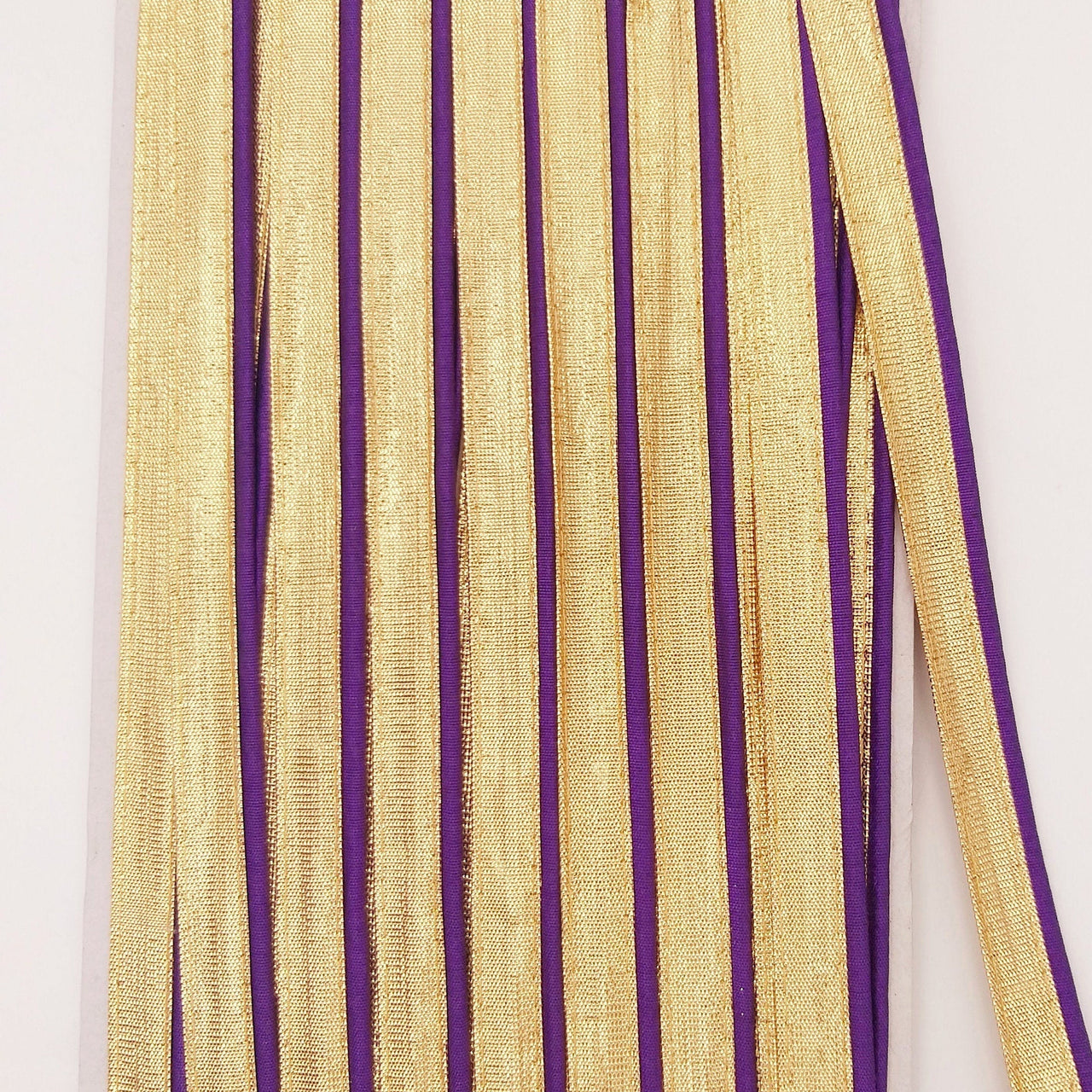 3 Yards, Flanged Insertion Gold Fabric Trim With Violet Piping, 15mm Cord piping Trim Decorative Sewing Edge Trim Flanged Piping Cord