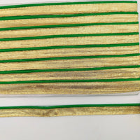 Thumbnail for 3 Yards, Flanged Insertion Gold Fabric Trim With Green Piping, 15mm Cord piping Trim Decorative Sewing Edge Trim Flanged Piping Cord
