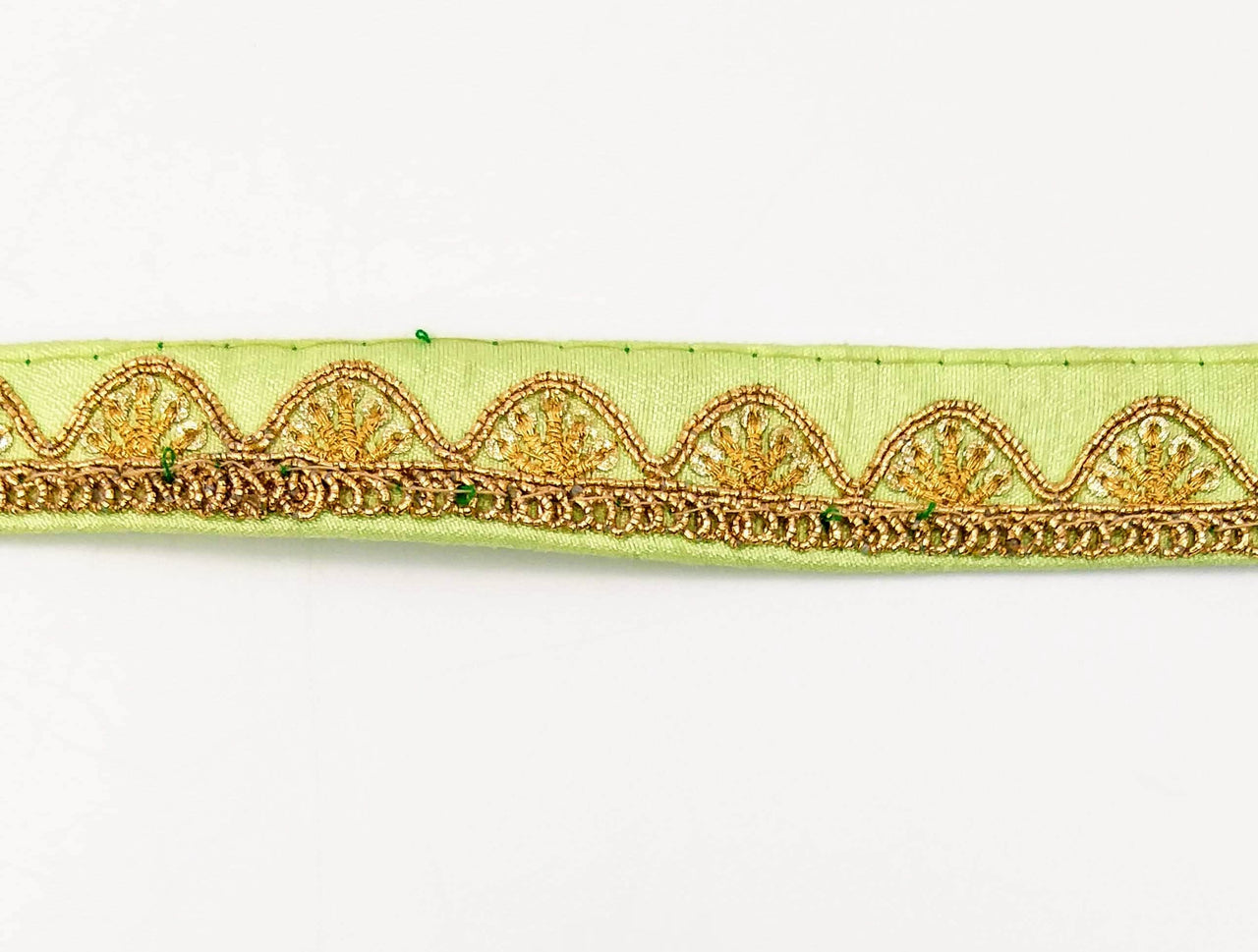 Pastel Green Art Silk Trim with Gold Embroidery and Sequins Indian Sari Border Trim By 3 Yards Decorative Trim Craft Lace