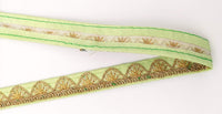 Thumbnail for Pastel Green Art Silk Trim with Gold Embroidery and Sequins Indian Sari Border Trim By 3 Yards Decorative Trim Craft Lace