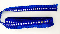 Thumbnail for Royal Blue Satin Pleated Lace Trim, Mirrored Fringe Trimming, Approx. 30mm wide