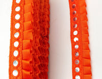 Thumbnail for Orange Satin Pleated Lace Trim, Mirrored Fringe Trimming, Approx. 30mm wide