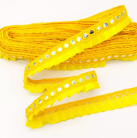 Thumbnail for Yellow Satin Pleated Lace Trim, Mirrored Fringe Trimming, Approx. 30mm wide