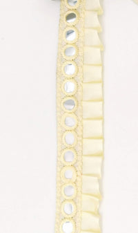 Thumbnail for Off White Satin Pleated Lace Trim, Mirrored Fringe Trimming, Approx. 30mm wide