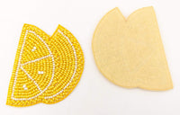 Thumbnail for Sliced Lemon Beaded Applique, Hand Embroidered In Yellow Beads, Beaded Motif