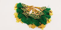 Thumbnail for Green Tassels With Gold Beads, Beaded Tassels With Green and Gold Embroidery, Traditional Indian Latkan