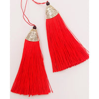 Thumbnail for Red Tassels, Artificial Silk Tassel with Cone Cap, Earring Tassel