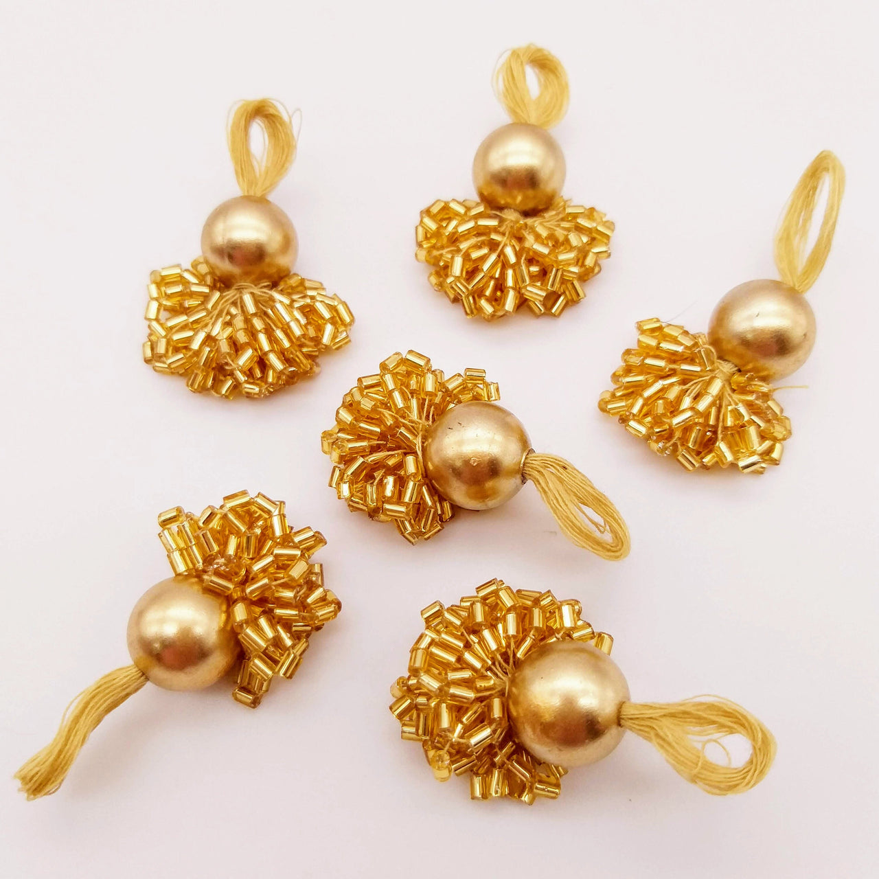 4 x Gold Beads and Gold Pearl Tassel, Decorative Tassel, Saree Blouse Latkan