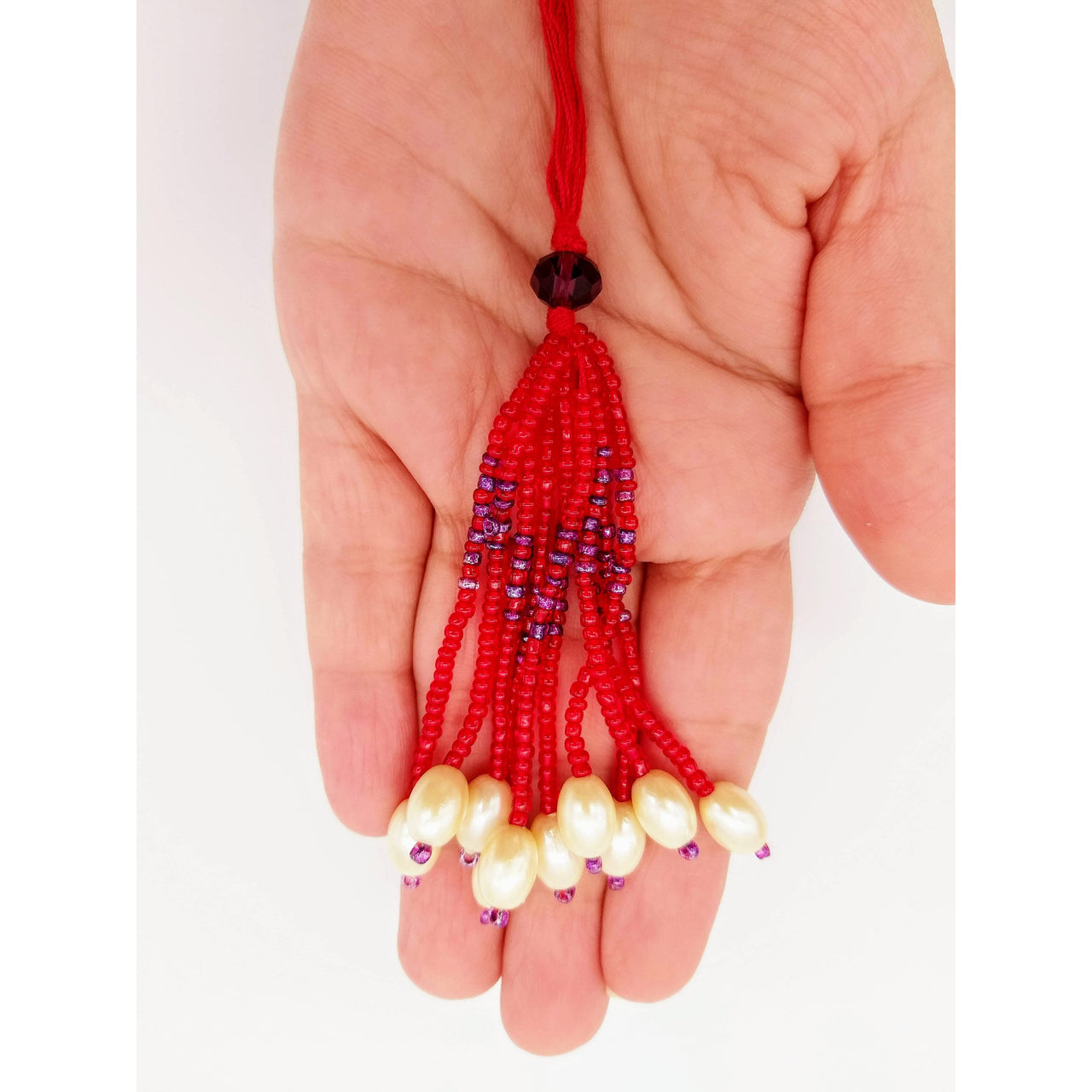 Red and Purple Bead Tassels Latkan, Indian Latkans, Beaded Danglers
