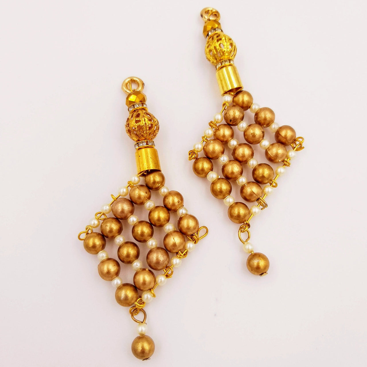 Handcrafted Gold Bead Tassels Latkan, Indian Latkans, Gold Beaded Danglers