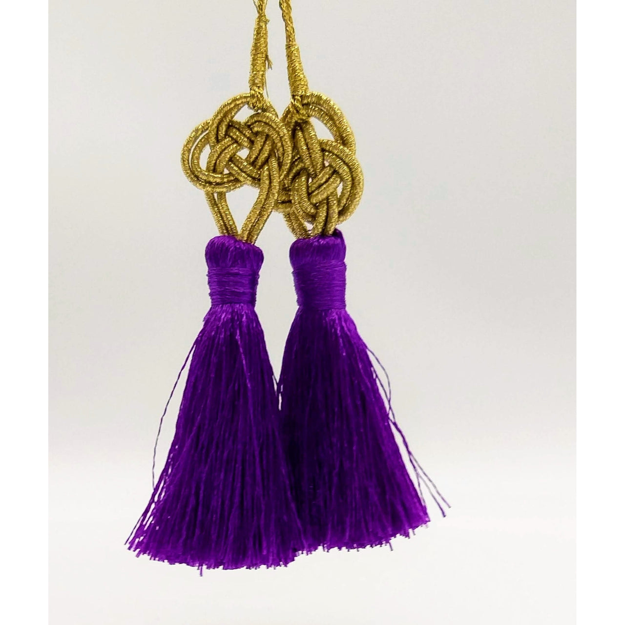 Purple Tassels Artificial Silk Tassel, Gold Celtic Knot Tassels, Earring Tassel