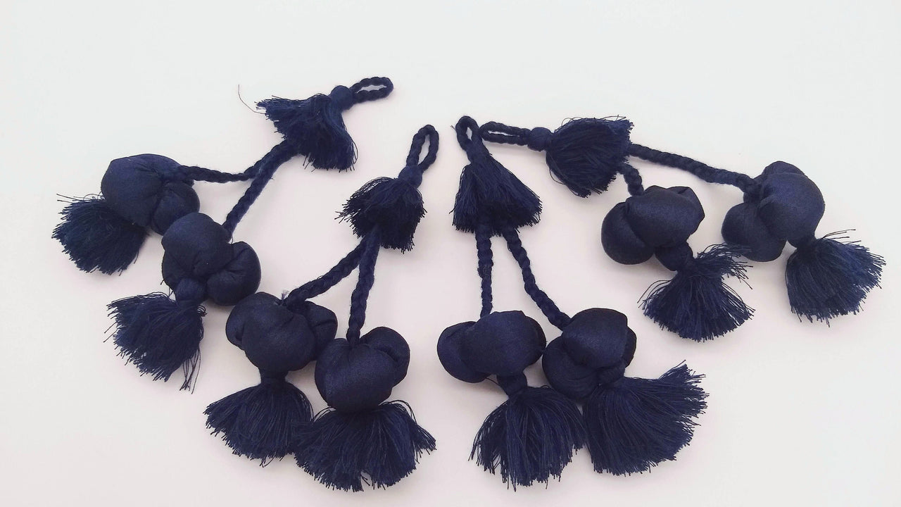 Blue Silk Ball Tassels, Latkan, Embellishments