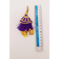 Thumbnail for Violet Tassels With Gold Beads, Beaded Tassels With Violet and Gold Embroidery, Traditional Indian Latkan