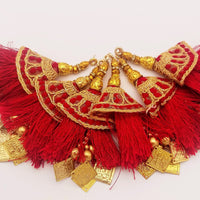 Thumbnail for Maroon Tassels With Gold Beads, Beaded Tassels With Maroon and Gold Embroidery, Traditional Indian Latkan