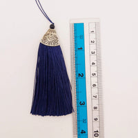 Thumbnail for Navy Blue Tassel, Artificial Silk Tassel with Cone Cap, Earring Tassel