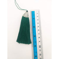 Thumbnail for Dark Green Tassels, Artificial Silk Tassel with Cone Cap, Earring Tassel