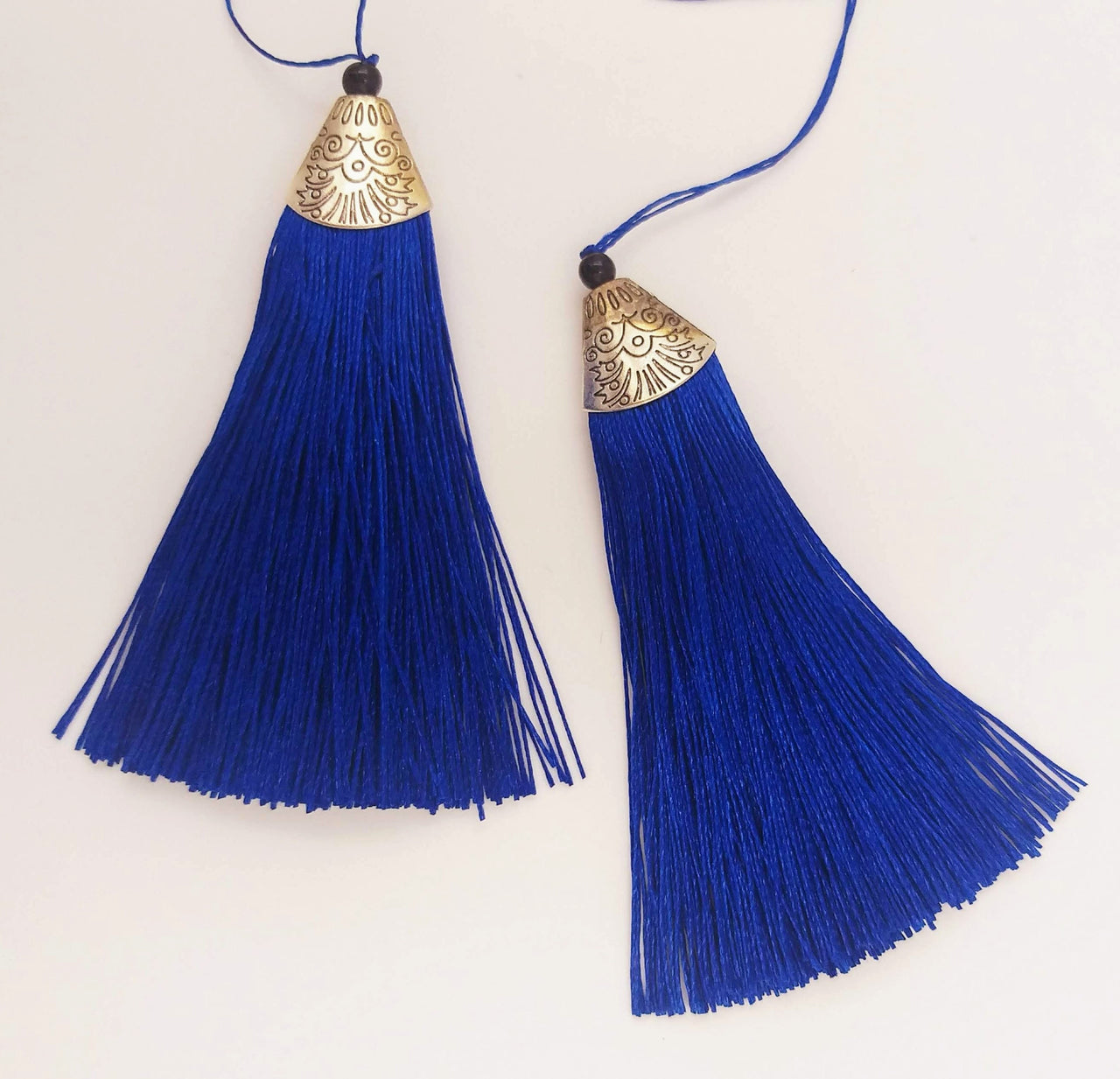 Royal Blue Tassels, Artificial Silk Tassel with Cone Cap, Earring Tassel