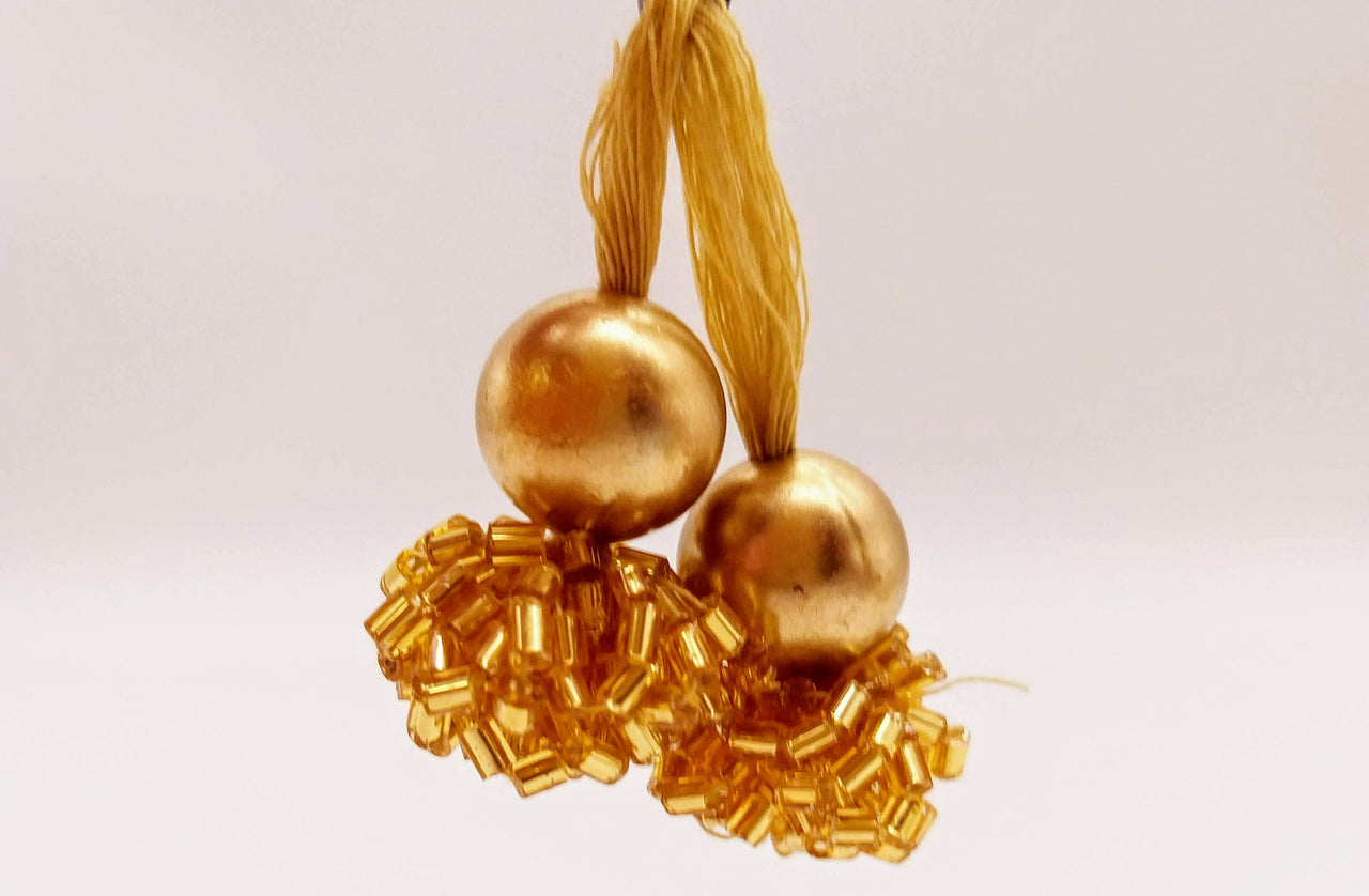 4 x Gold Beads and Gold Pearl Tassel, Decorative Tassel, Saree Blouse Latkan