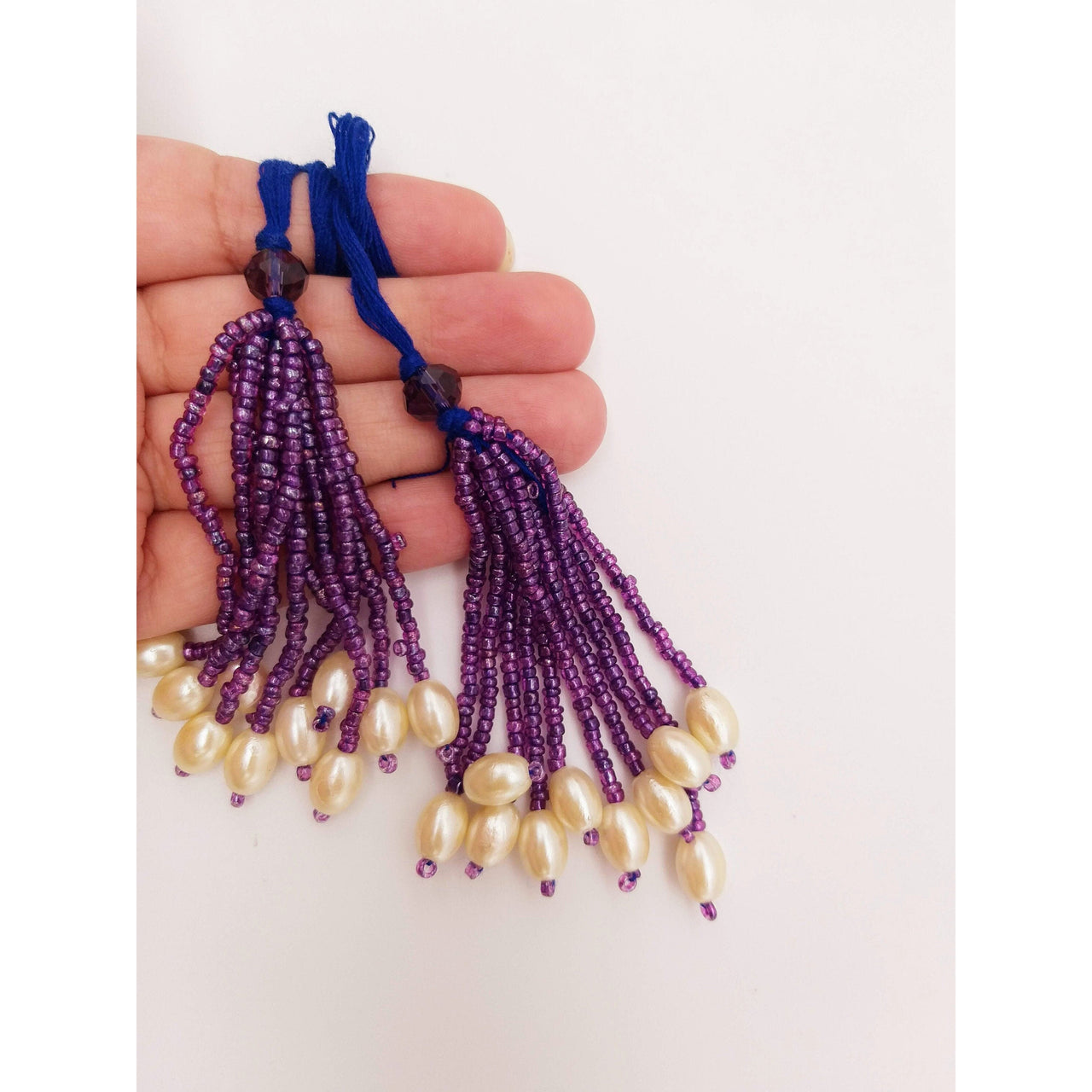 Violet Purple Bead Tassels Latkan, Indian Latkans, Beaded Danglers