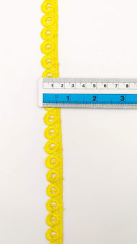 Thumbnail for 9 Yards Yellow Embroidery Polyester Lace Trim, Approx. 18mm Wide, Fringe Trim