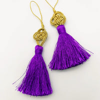 Thumbnail for Purple Tassels Artificial Silk Tassel, Gold Celtic Knot Tassels, Earring Tassel