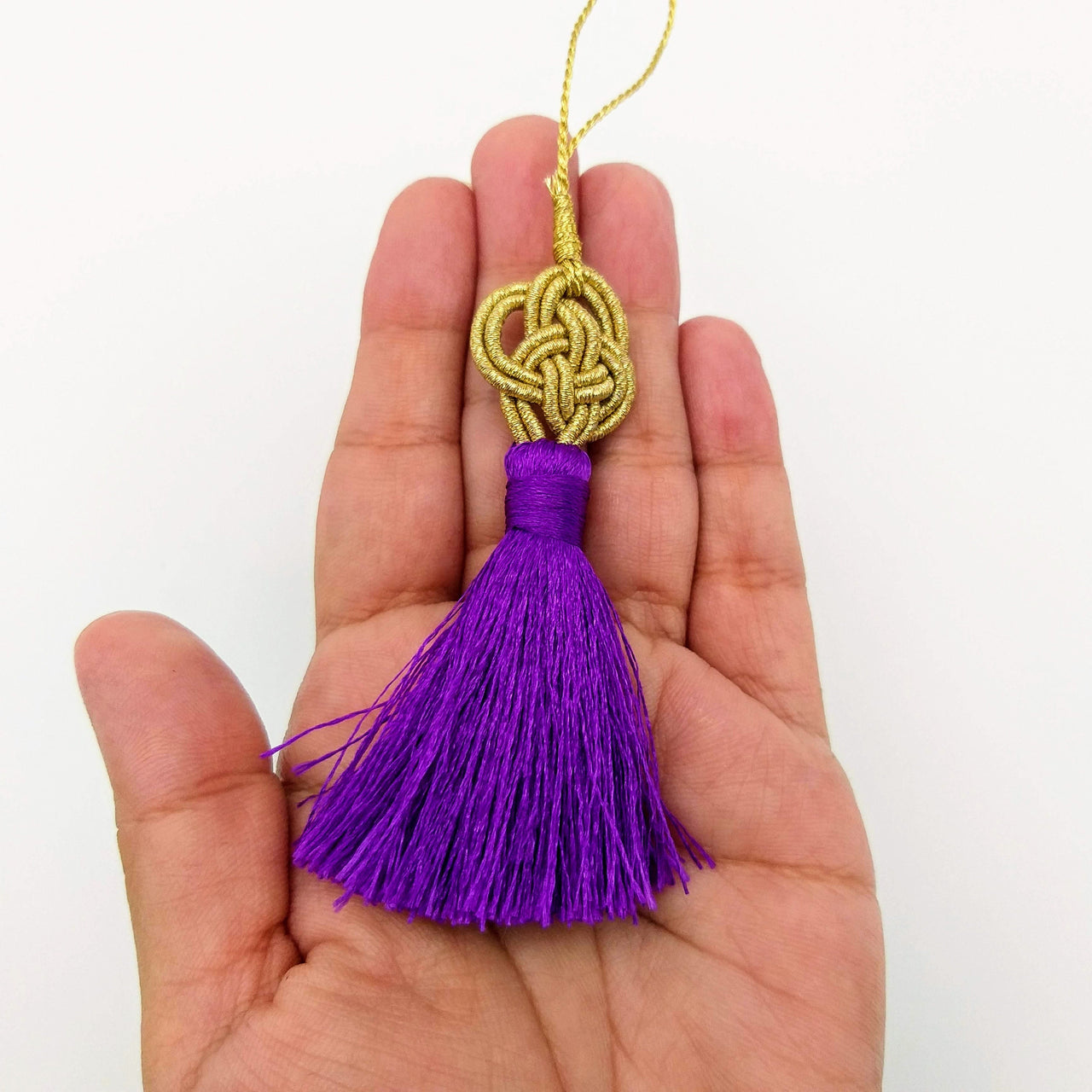 Purple Tassels Artificial Silk Tassel, Gold Celtic Knot Tassels, Earring Tassel