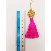 Thumbnail for Fuchsia Pink Tassels Artificial Silk Tassel, Gold Celtic Knot Tassels, Earring Tassel