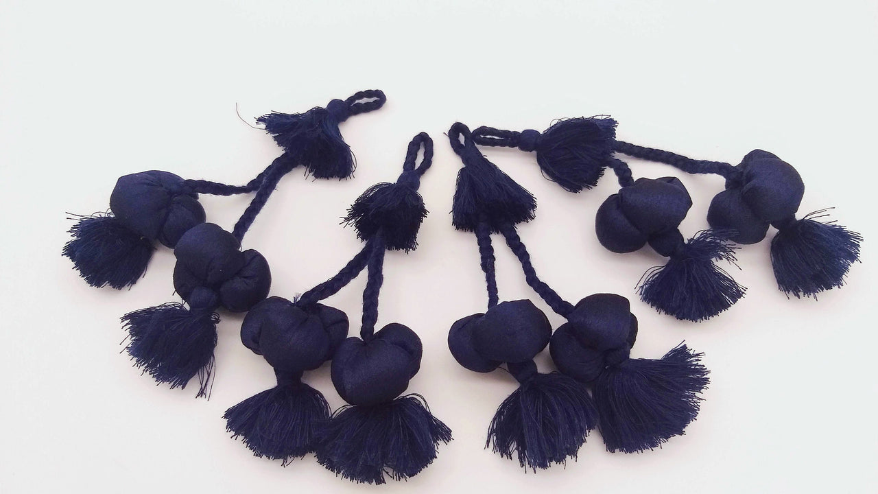 Blue Silk Ball Tassels, Latkan, Embellishments