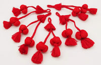 Thumbnail for Red Silk Fabric Ball Tassels, Latkan, Embellishments