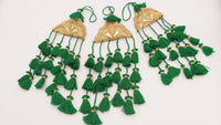 Thumbnail for Gold Hand Embroidered Green Tassels Latkans, Tiered Tassels, Boho Chic Tassels