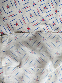 Thumbnail for Off White Cotton Fabric In Red and Blue Floral Print, Handloom Fabric, Quilting Fabric