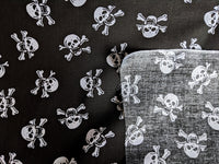 Thumbnail for Black Pirate Skull And Crossbones Polycotton Halloween Fabric, Sewing Fabric, 43Inches Wide