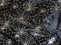 Thumbnail for Black And Silver Halloween Spider's Web Foil Fabric, Halloween Fabric, 58 Inches Wide