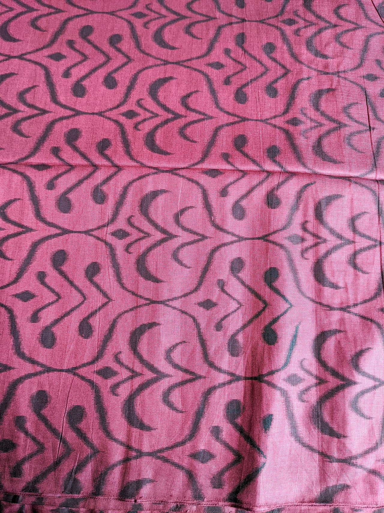 Maroon and Black Printed Cotton Silk Fabric, Festive Fabric, Holiday Fabric