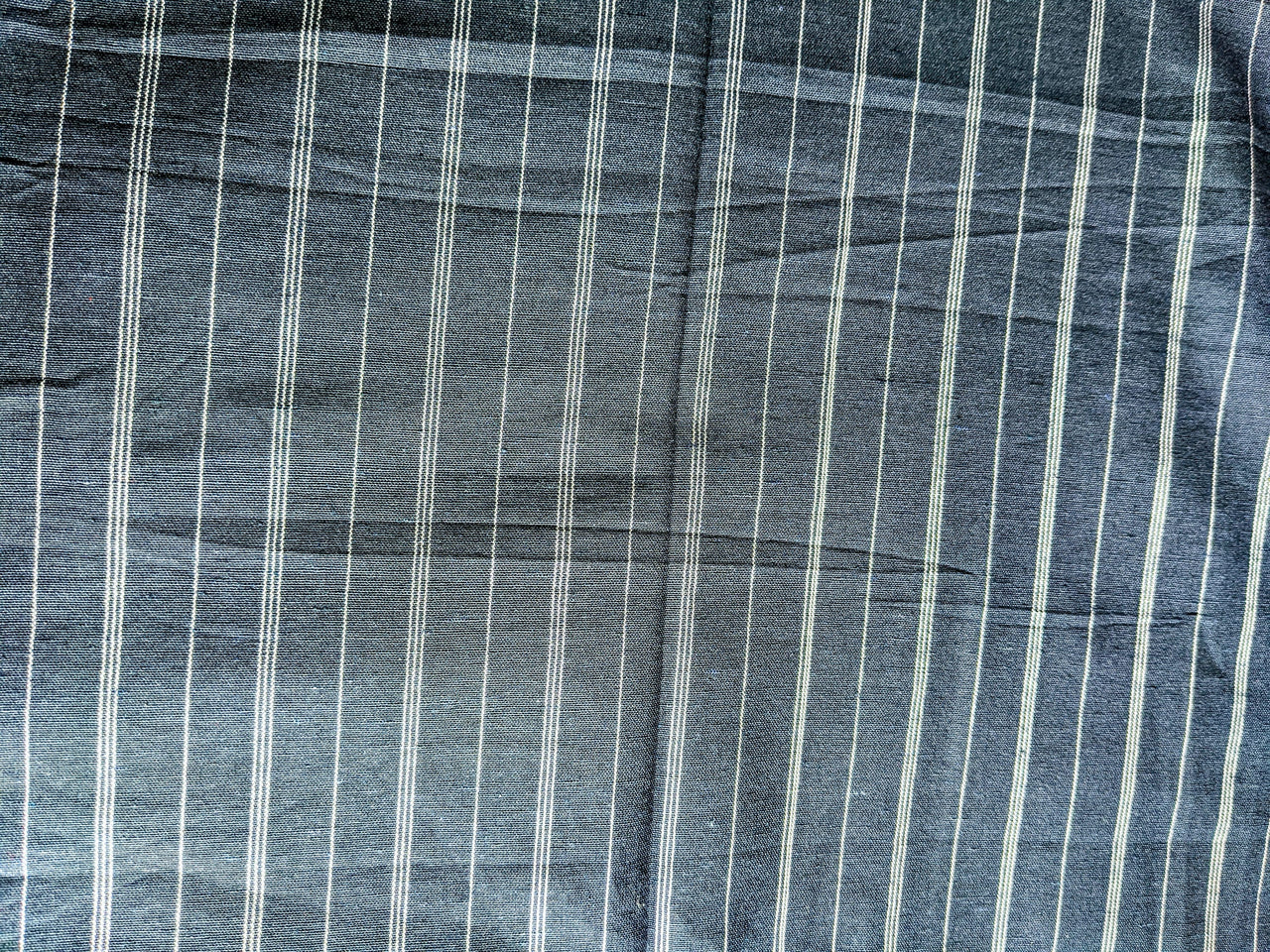 Navy Blue Cotton Stripes Fabric, Striped Handloom Fabric, Quilting Fabric