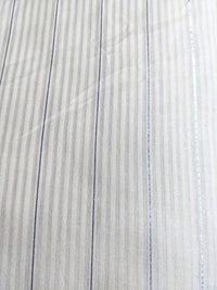 Thumbnail for Cream Cotton Silver Stripes Fabric, Striped Handloom Fabric, Quilting Fabric