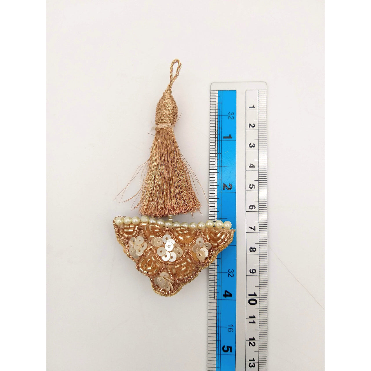 Copper Tassels In Gold  and White Bead and Sequins, Indian Latkans, Blouse Latkan