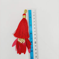 Thumbnail for Red Tassels With Long Sequins And Seed Pearl Beads, Beaded Thread Tassel Charms, 2 Pcs