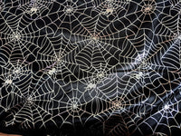 Thumbnail for Black And Silver Halloween Spider's Web Foil Fabric, Halloween Fabric, 58 Inches Wide