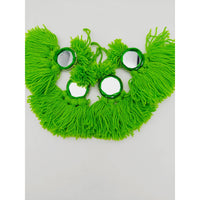 Thumbnail for Mirrored Green Wool Tassels, Green Pompom Mirror Tassel, Handmade Latkan Boho