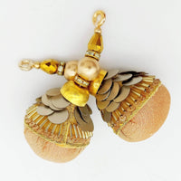 Thumbnail for Copper Silk Fabric Ball Tassels with Bugle Beads and Metallic Sequins, Latkan, Dupatta Tassel